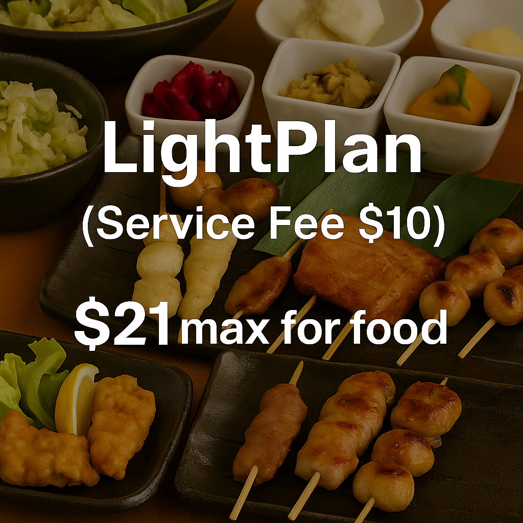 Izakaya light Plan – All-You-Can-Eat & Drink